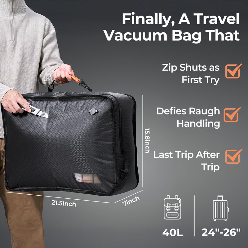 Relime Apex Series Vacuum Bags for Travel Luggage, 180Â° Open, Reusable Compression Bags for travel Pack, Vacuum Seal Packing Cube for Cloth (1Large+Pump) - Image 2