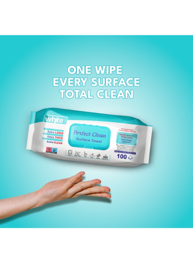 White Wet Wipes Perfect Clean Towel 100 Pulls - Image 3