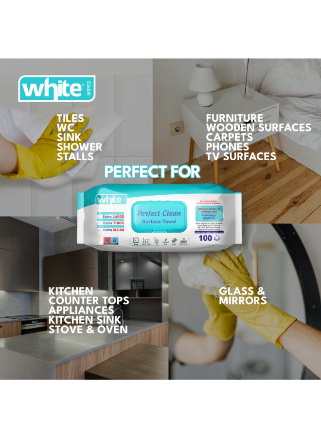 White Wet Wipes Perfect Clean Towel 100 Pulls - Image 5