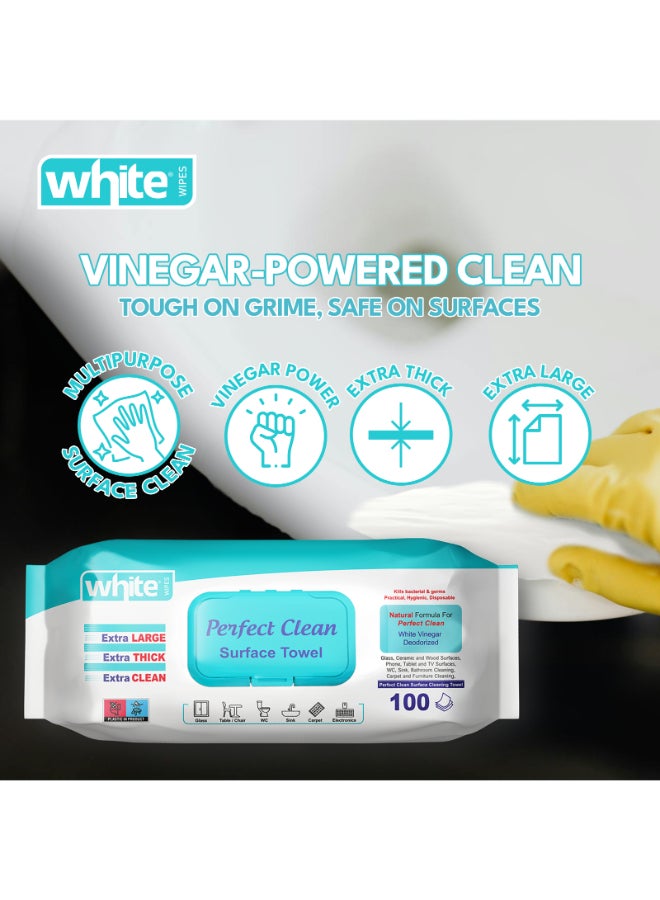 White Wet Wipes Perfect Clean Towel 100 Pulls - Image 4