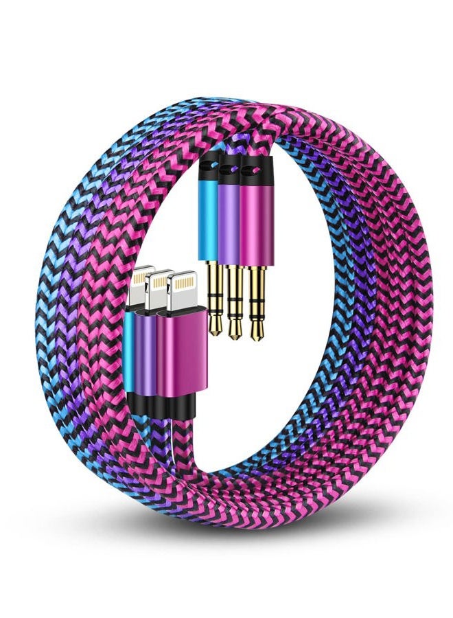 Haoano 3pack- Aux to Lightning Cable, 3ft Braided Auxiliary Cord for iPhone, Car Home Stereo, Speaker, Headphones, Apple Mfi Certified Lightening to 3.5mm Male Audio Cable Wire for iPhone 14 Pro Max 13 12 11 - Image 1