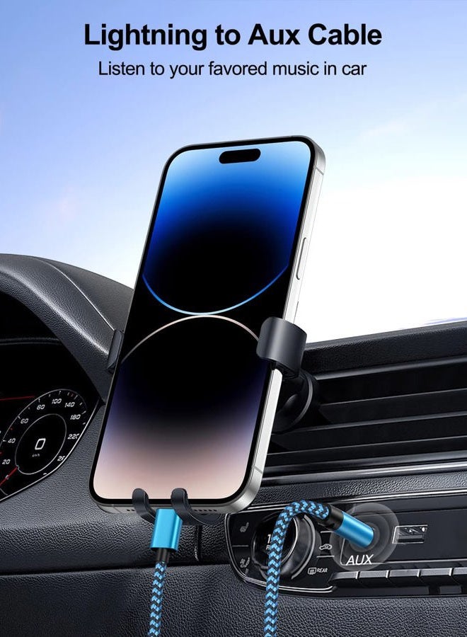 Haoano 3pack- Aux to Lightning Cable, 3ft Braided Auxiliary Cord for iPhone, Car Home Stereo, Speaker, Headphones, Apple Mfi Certified Lightening to 3.5mm Male Audio Cable Wire for iPhone 14 Pro Max 13 12 11 - Image 4