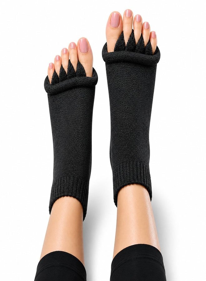 Vn care Foot Alignment Socks for Women & Men | Five Toe Separator | Foot Pain Relief | Bunion Corrector | Plantar Fasciitis | Improving Posture & Increasing Flexibility | Free Size (Black, 1 Pair) - Image 1