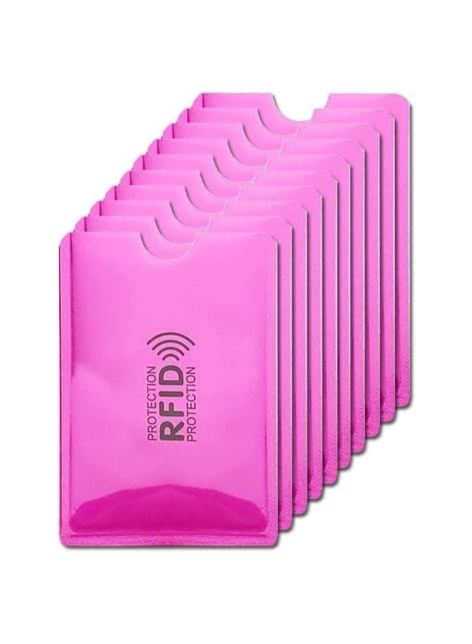 SOLDOUT Anti RFID Blocking Reader Lock Card Holder ID Bank Card Case Protector Aluminium Metal Smart Anti-Theft Credit Card Holder (Pack of 10, Pink)  - Image 1