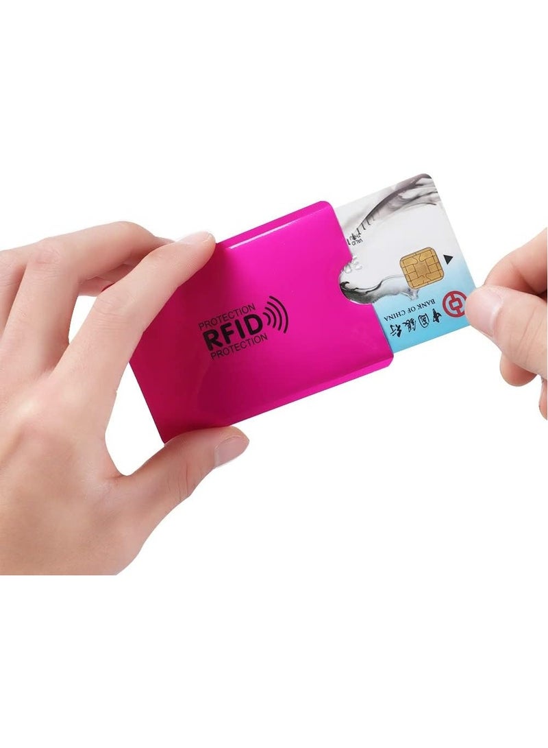 SOLDOUT Anti RFID Blocking Reader Lock Card Holder ID Bank Card Case Protector Aluminium Metal Smart Anti-Theft Credit Card Holder (Pack of 10, Pink)  - Image 2