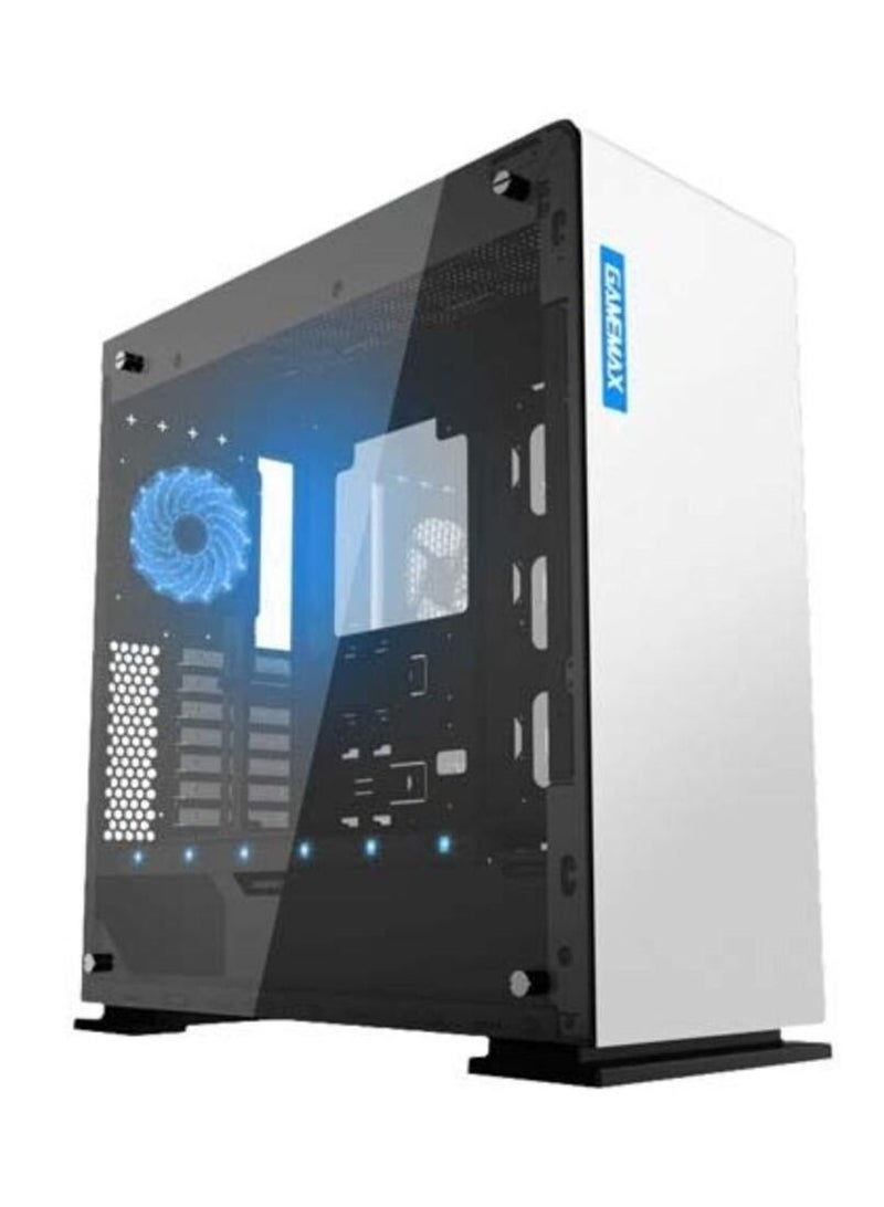 غيم ماكس GameMax M909 Vega White Temp Glass RGB Strip Lighting Method Computer Case - White
