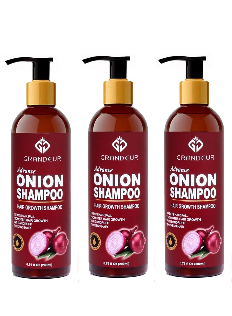 جراندور مجموعة جرانديور تحتوي على 3 شامبو بصل لنمو الشعر والتحكم في تساقط الشعر 200 مل - Image 1
