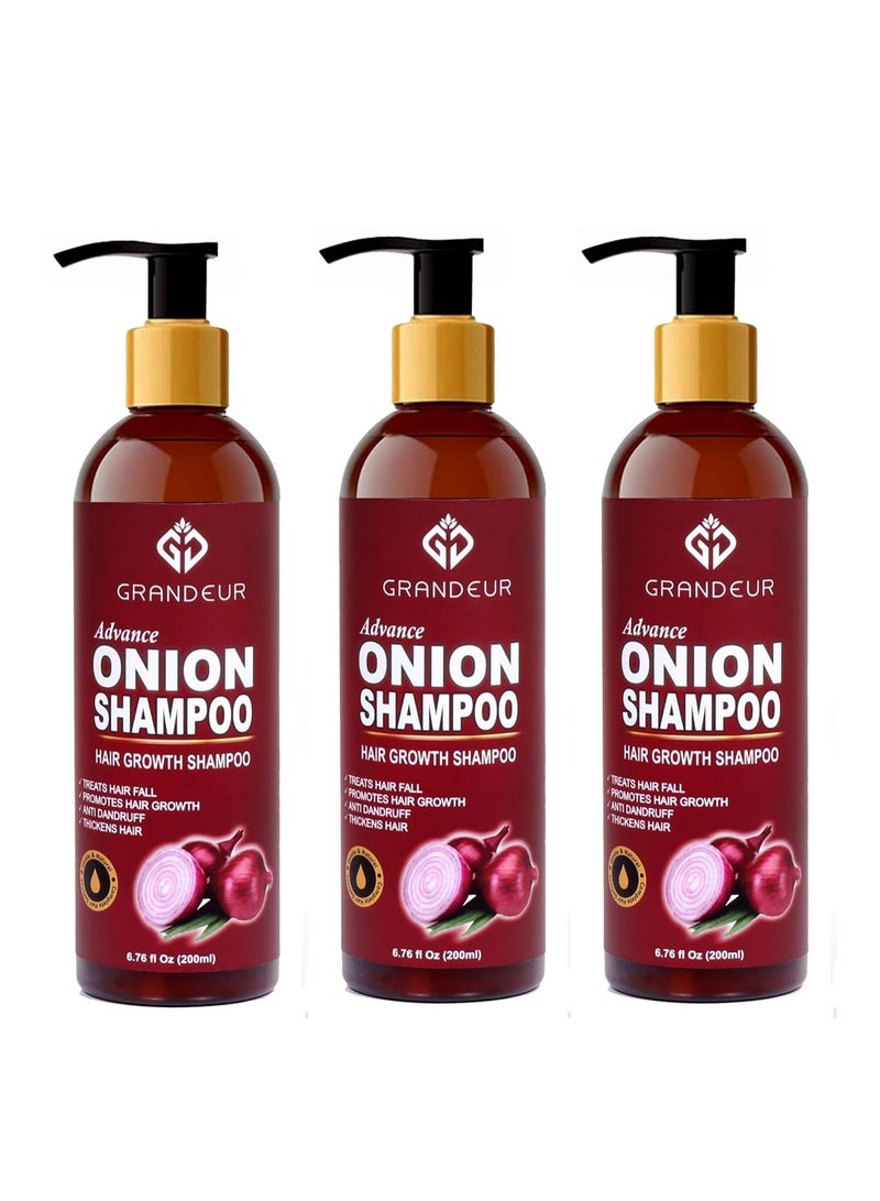 جراندور مجموعة جرانديور تحتوي على 3 شامبو بصل لنمو الشعر والتحكم في تساقط الشعر 200 مل - Image 3