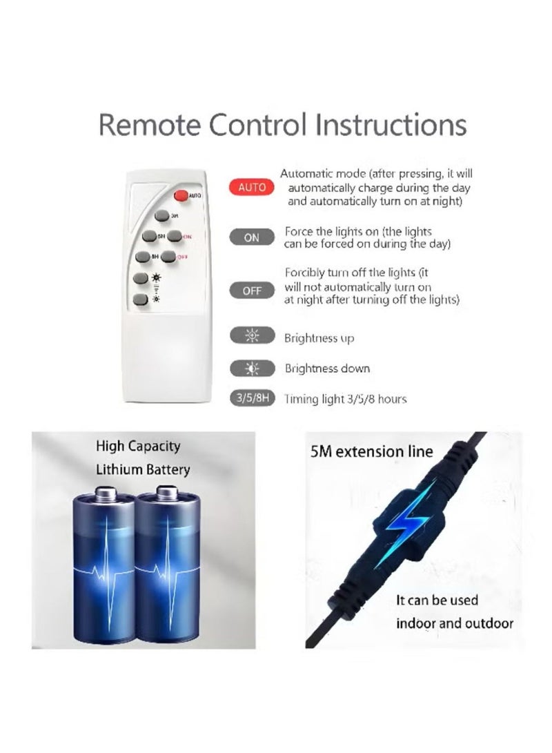 دينكس مصباح منزلي يعمل بالطاقة الشمسية بقوة 400 واط - مصباح LED خارجي مقاوم للماء مع جهاز تحكم عن بعد وشحن USB وبطارية 4000 مللي أمبير في الساعة - Image 5