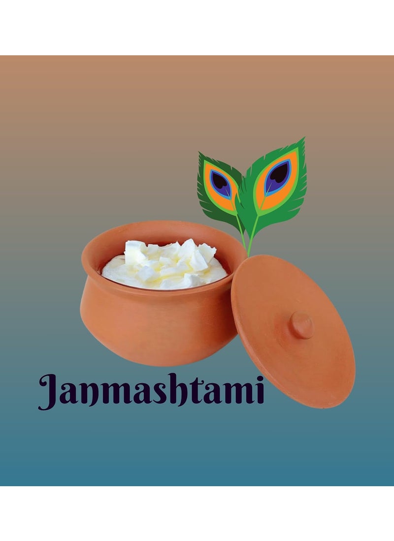 Terra Charms Terra Charms Clay Handi forHandi of Harmony Crafting for Krishnas Janmashtami Clay Pot Cooking Serving Makhan Mishari Serving Cooking Pot Hand Craft Making Curd Bowl Pack of 1Pcs in 1800ML Large  - Image 2