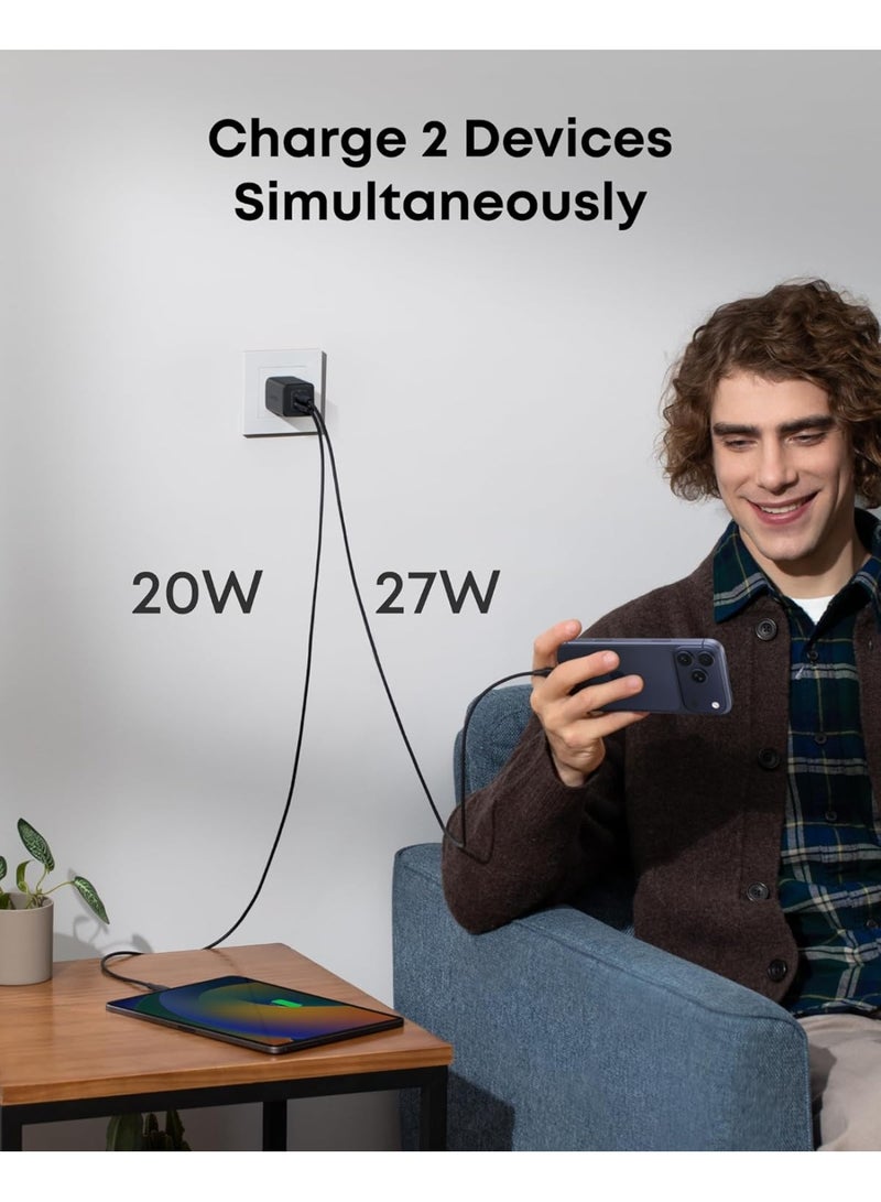 Anker 523 Dual Type-C Adapter, 47 Watt, Black - A2039L11 - Image 4