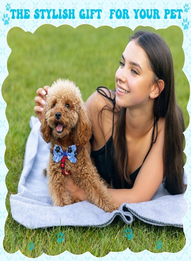 Reginary 50 Pieces Dog Bow Ties Pet Collar Bow Puppy Collar Attachment with Rubber Bands for Small Medium Cat Pet Grooming Charms Accessories Wedding Birthday Occasion(Dog Paw Style) - Image 3