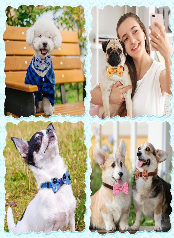 Reginary 50 Pieces Dog Bow Ties Pet Collar Bow Puppy Collar Attachment with Rubber Bands for Small Medium Cat Pet Grooming Charms Accessories Wedding Birthday Occasion(Dog Paw Style) - Image 4