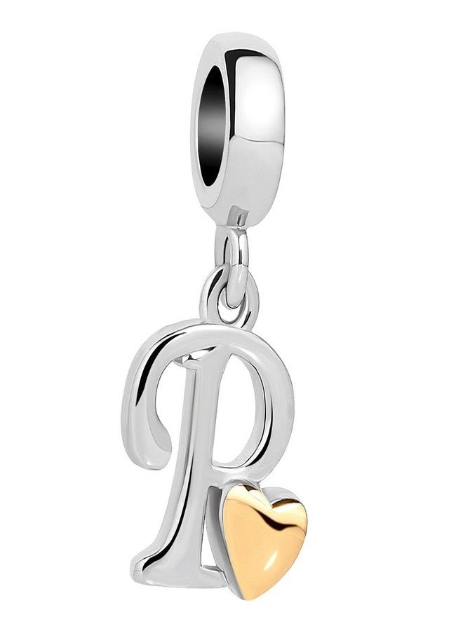 QueenCharms Initial A-Z Letter Charm Golden Heart Alphabet Dangle Beads For Bracelets & Necklaces (P) - Image 1