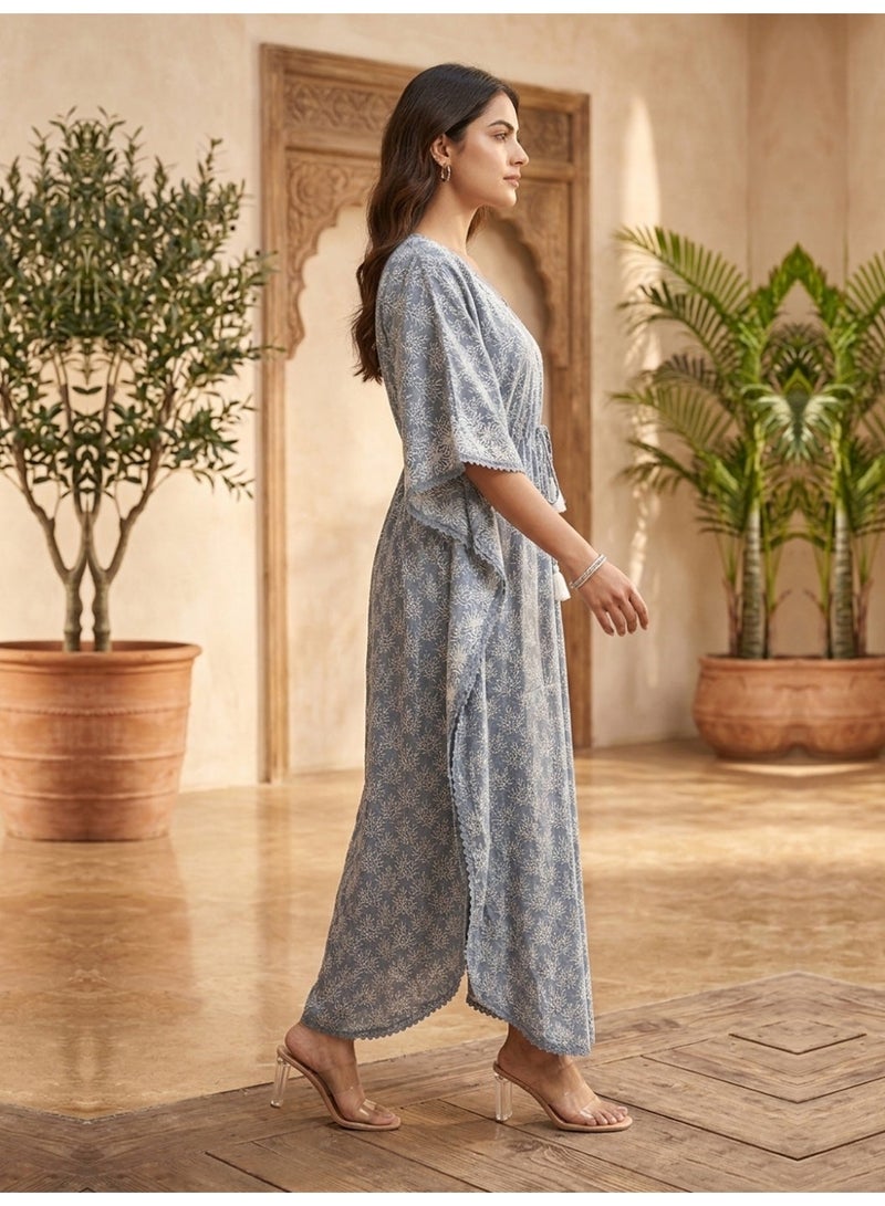 Alaya Women Embroidered Cotton Kaftan-AL3700A - Image 3