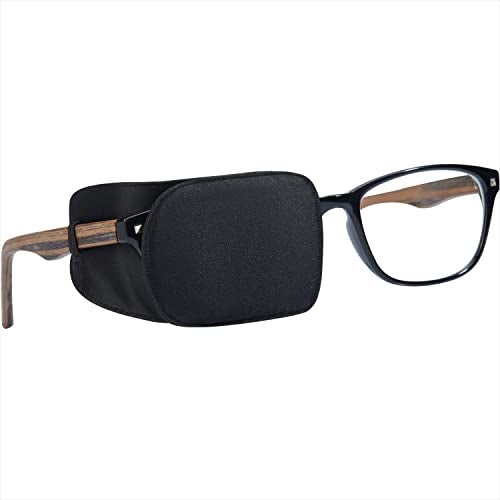 Astropic Silk Eye Patch for Adults Kids Glasses to Cover Either Eye (Medium, Black) - Image 1