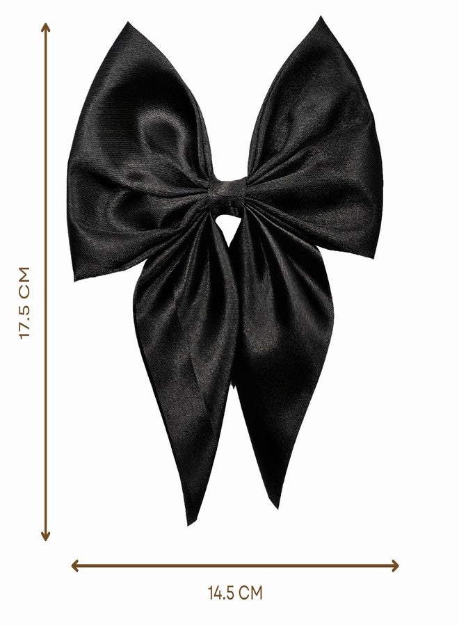 ANNACREATIONS ANNA CREATIONS 6 Pc Fashion Satin Hair Bows Clip Hair Ribbons for Women and Girls Large Vintage Hair Hair Accessories Big Ribbon Bow Clip - Image 5