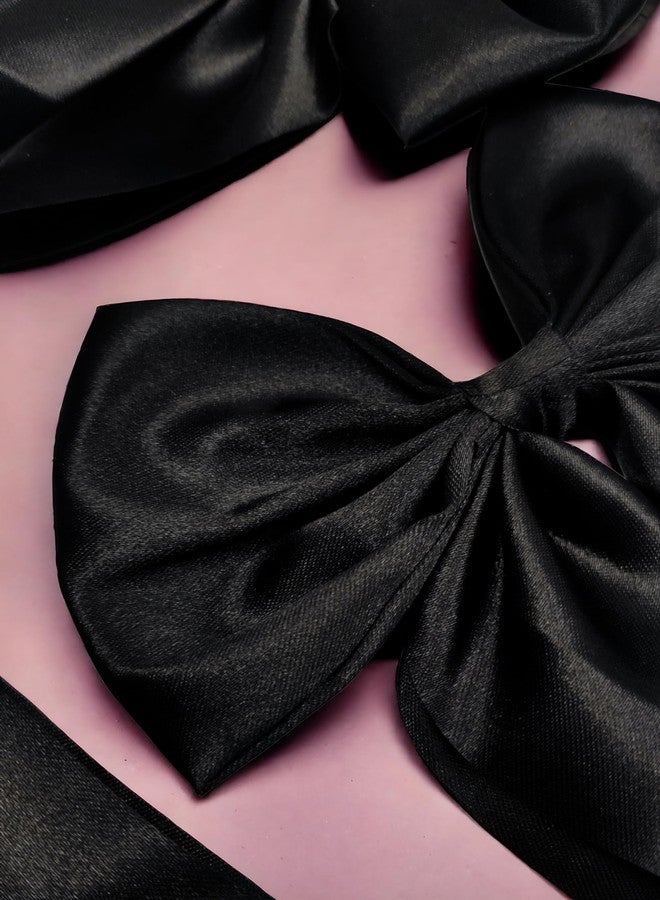 ANNACREATIONS ANNA CREATIONS 6 Pc Fashion Satin Hair Bows Clip Hair Ribbons for Women and Girls Large Vintage Hair Hair Accessories Big Ribbon Bow Clip - Image 4