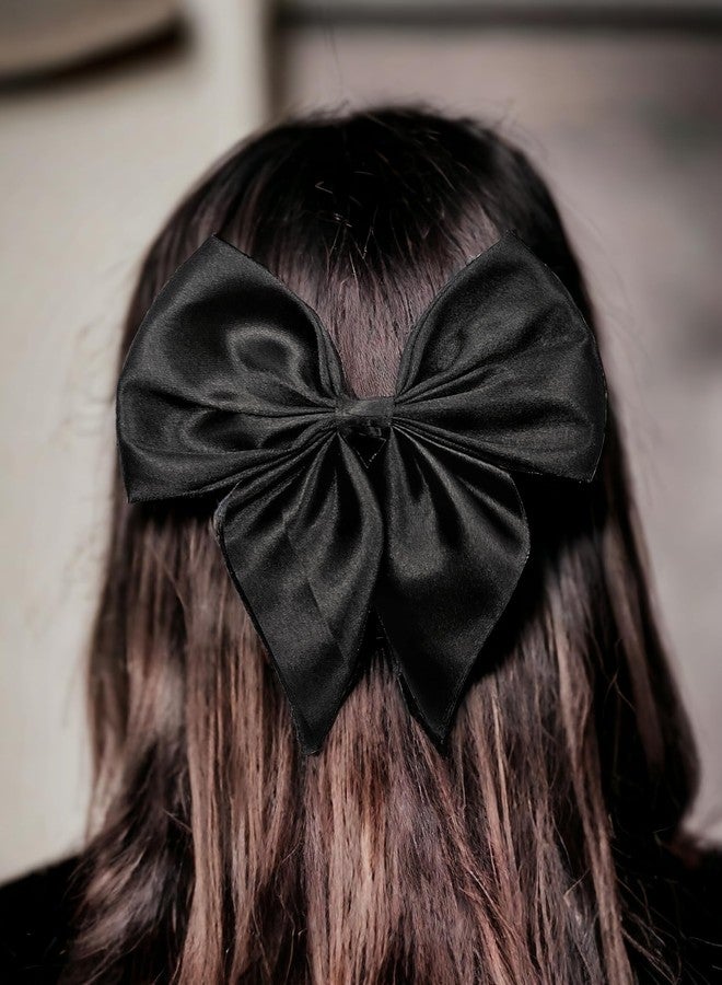 ANNACREATIONS ANNA CREATIONS 6 Pc Fashion Satin Hair Bows Clip Hair Ribbons for Women and Girls Large Vintage Hair Hair Accessories Big Ribbon Bow Clip - Image 3