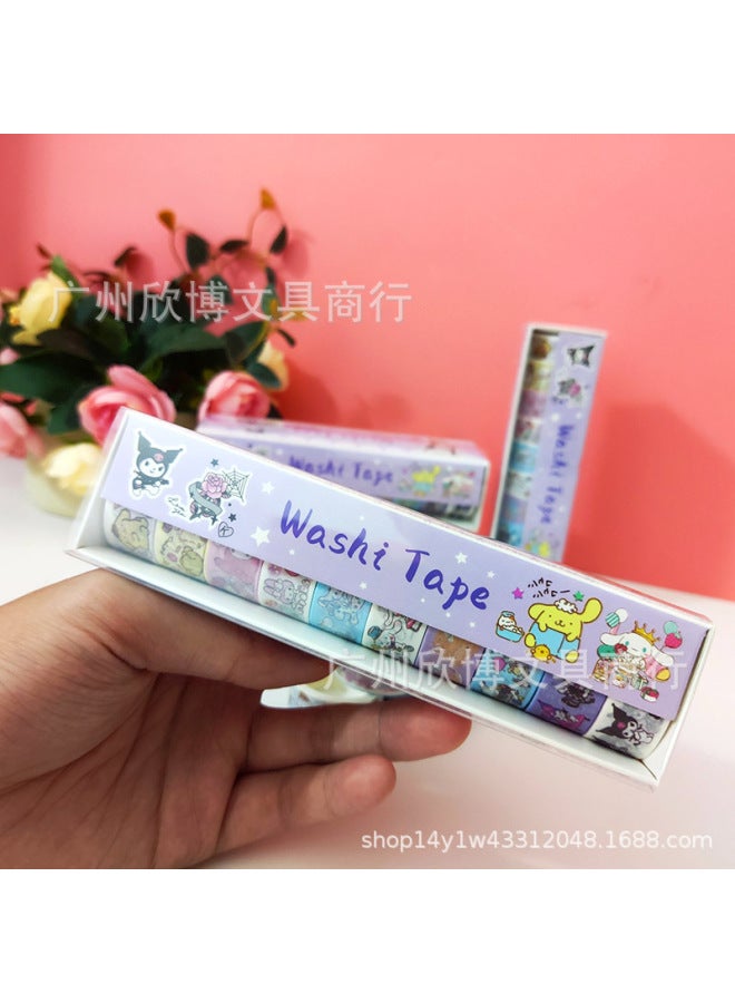 Xinbo Sanrio Cartoon And Paper Tape 10 Rolls Children's Hand Account Material Decoration Cute Stickers Pupil Stickers - Image 4