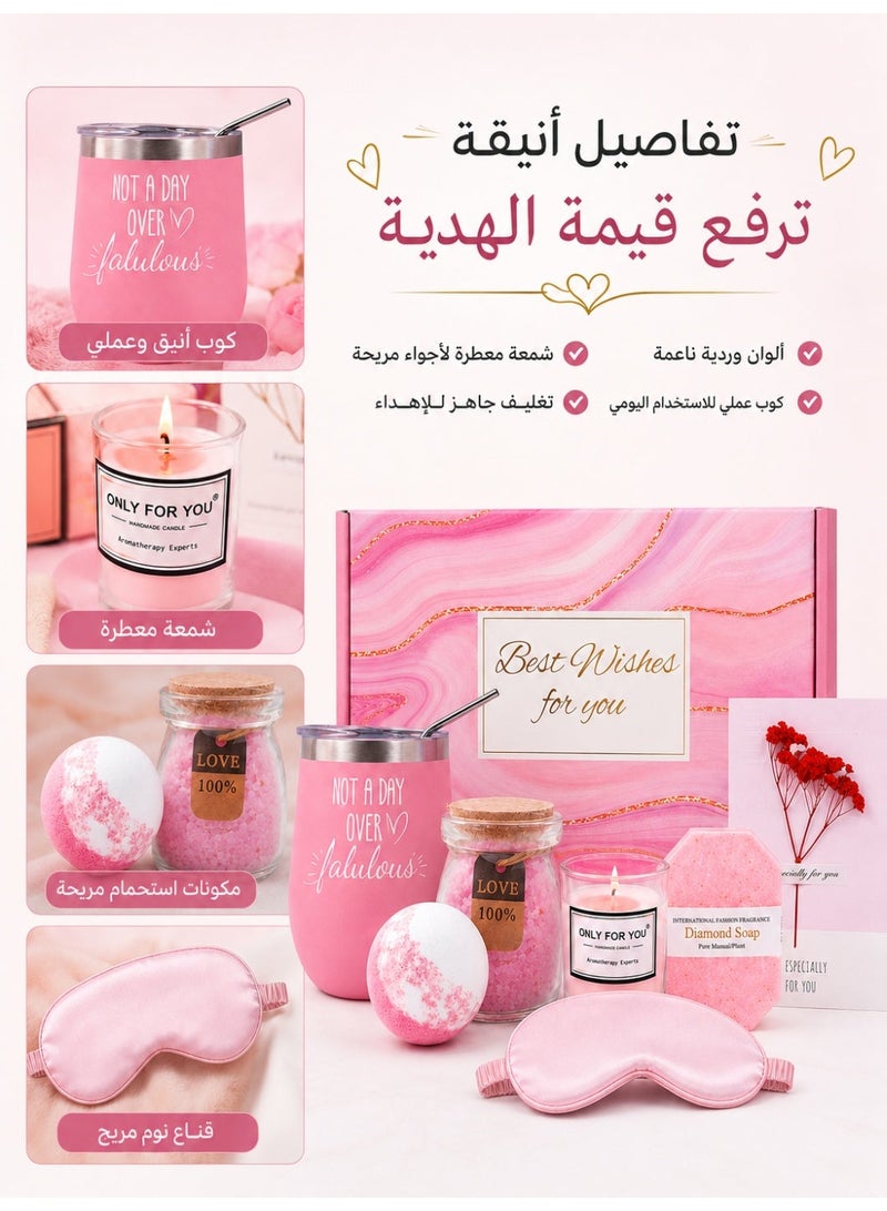 VINNYSEN هدايا عيد ميلاد مميزة للأم والأخت والصديقة، مجموعة سلال استرخاء سبا وردية فريدة للعناية الذاتية، هدايا عيد الحب للصديقة والجدة والزوجة والصديقة المقربة وزميلات العمل - Image 3