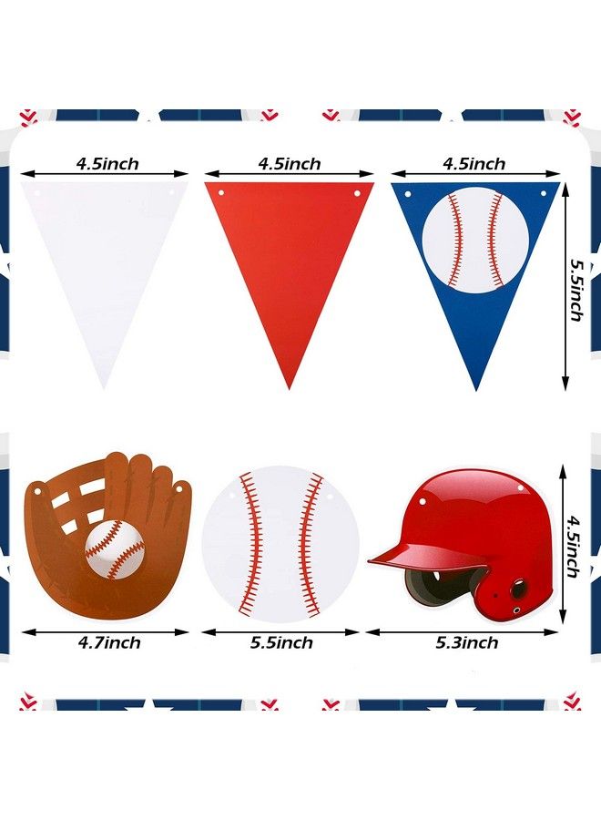 Tatuo 6 Pieces Baseball Banner Baseball Pennant Paper Banner Baseball Glove And Baseball Cap Garland For Sports Theme Party Decorations Birthday - Image 4