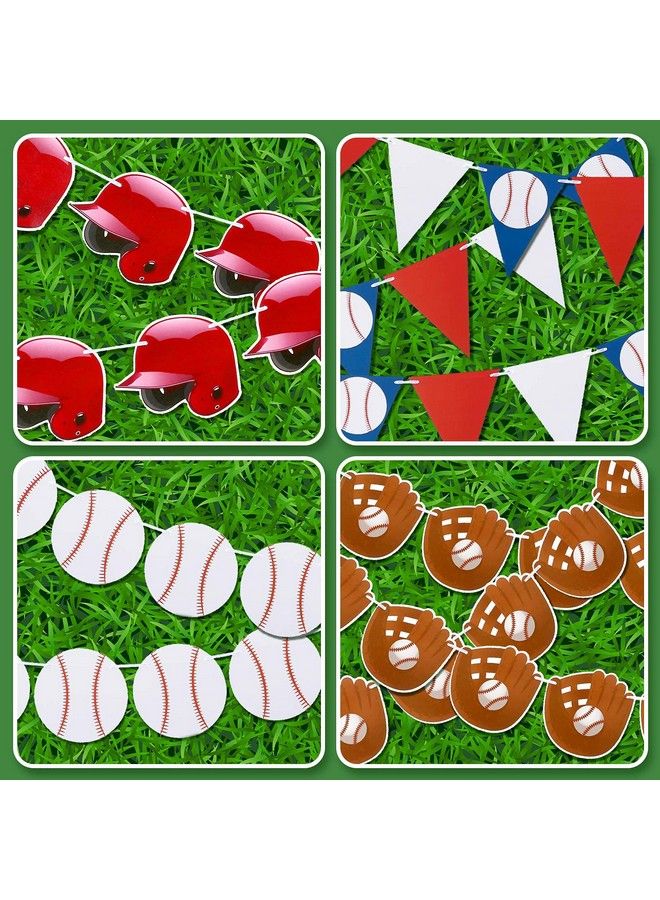 Tatuo 6 Pieces Baseball Banner Baseball Pennant Paper Banner Baseball Glove And Baseball Cap Garland For Sports Theme Party Decorations Birthday - Image 5