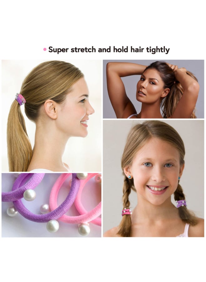 MARYLAVENDER Super Stretch Hair Ties Bracelet with Pearls for All Hair Types No Break Hair Elastics Ponytail Holders Hair Scrunchies 20 pcs - Image 4