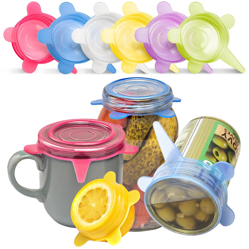 Orblue Reusable Silicone Stretch Lids 6-Pack Small for Fresh Food Storage - Seal in Flavors, Keep Food Fresh and Reduce Waste Multicolored - Image 1
