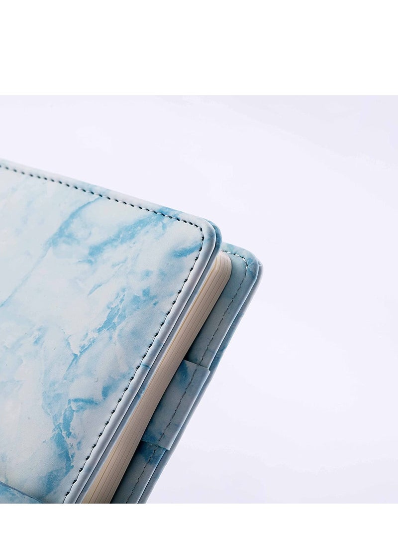 SYOSI - Marble Diary with Lock for Girls and Boys, Secret Journal with Lock and Notebooks for Teen, Password Diary with Password PU Leather Locked with Pen Holder(Blue, A5) - Image 1