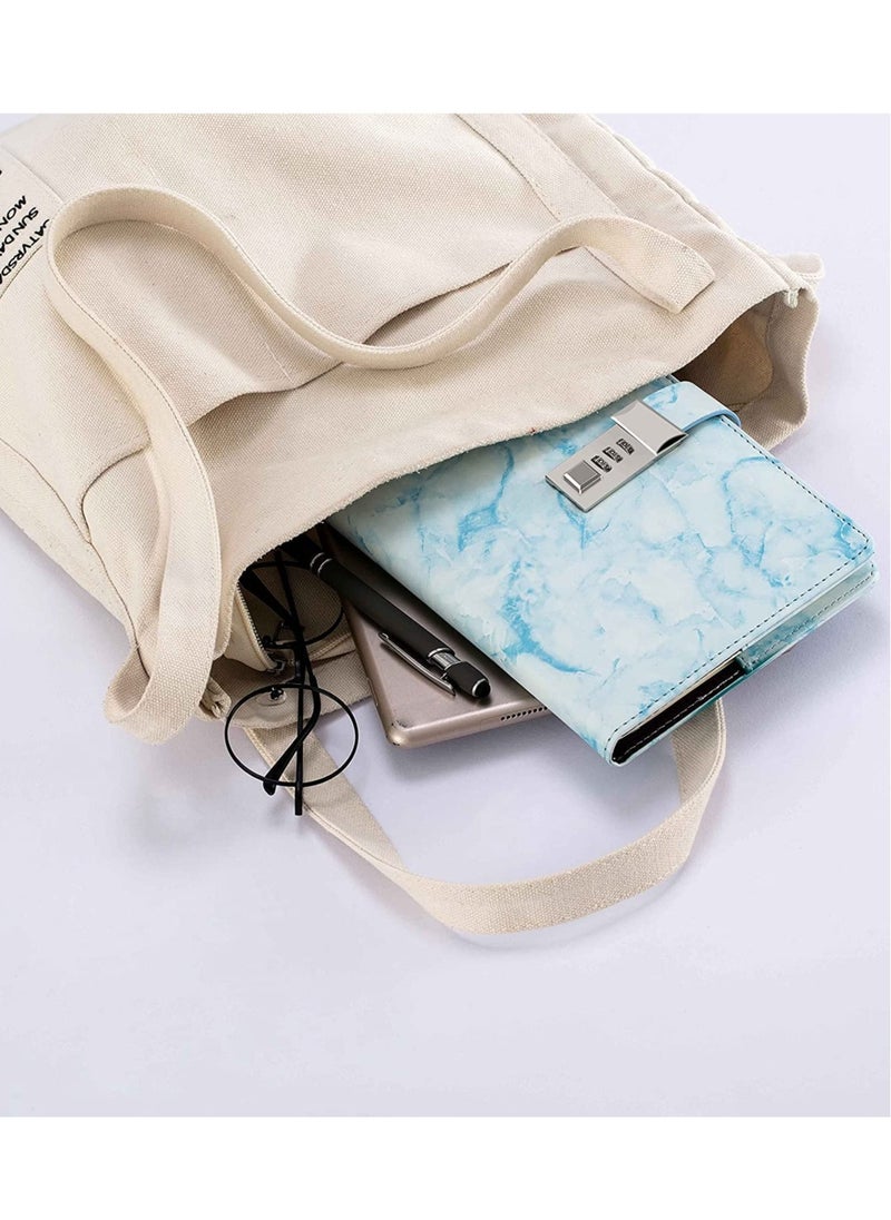 SYOSI - Marble Diary with Lock for Girls and Boys, Secret Journal with Lock and Notebooks for Teen, Password Diary with Password PU Leather Locked with Pen Holder(Blue, A5) - Image 1