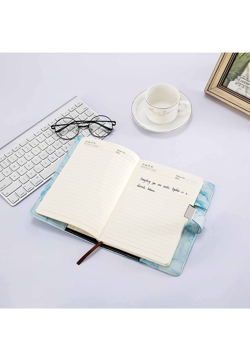 SYOSI - Marble Diary with Lock for Girls and Boys, Secret Journal with Lock and Notebooks for Teen, Password Diary with Password PU Leather Locked with Pen Holder(Blue, A5) - Image 1