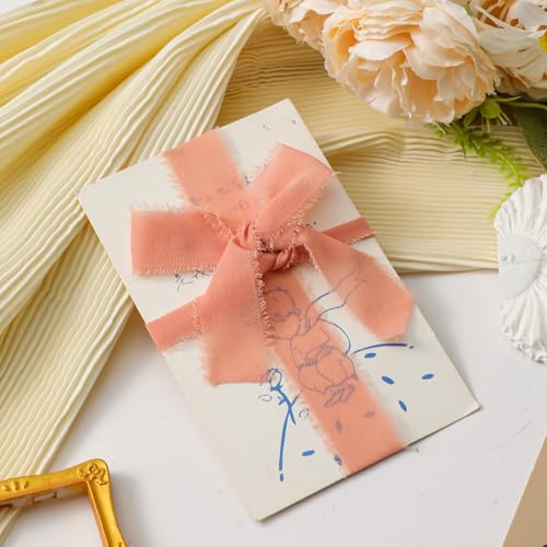 CRTWDMAN 1" x 27 Yd Chiffon Ribbon Mixed Color Ribbons Set 9 Rolls Handmade Fringe Fabric for Wedding Invitations Bridal Bouquets DIY Crafts Home Decor Bow Making(9 Rolls*3Yd) - Image 3