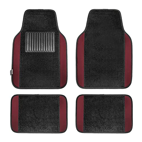 FH Group Automotive Floor Mats – Universal Fit Premium Carpet Car Mats with Driver Heel Pad, Full Set for Cars, SUVs & Trucks - Burgundy - Image 1