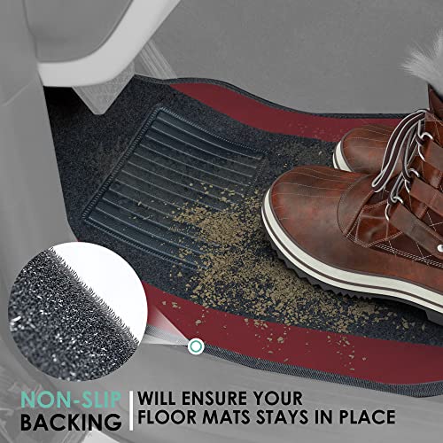 FH Group Automotive Floor Mats – Universal Fit Premium Carpet Car Mats with Driver Heel Pad, Full Set for Cars, SUVs & Trucks - Burgundy - Image 2