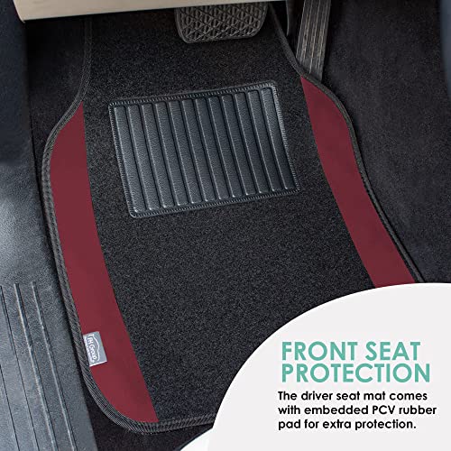FH Group Automotive Floor Mats – Universal Fit Premium Carpet Car Mats with Driver Heel Pad, Full Set for Cars, SUVs & Trucks - Burgundy - Image 4