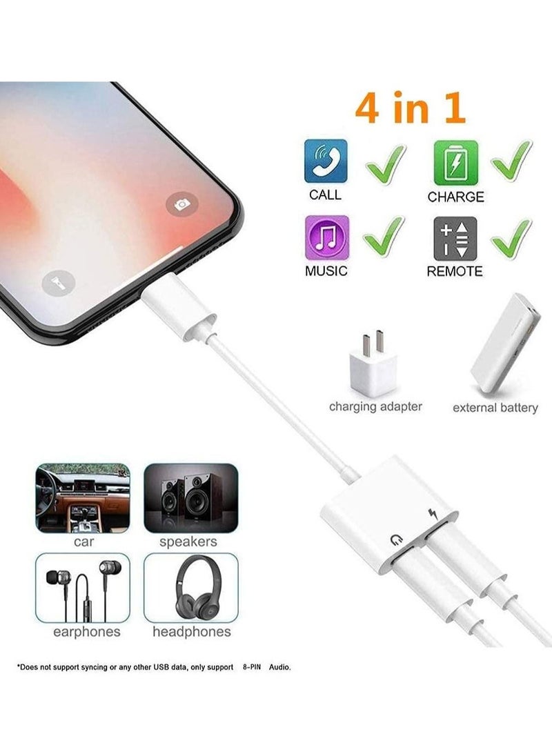Dual Lightning Splitter for iPhone,【Apple MFi Certified】 iPhone Headphone Adapter 2 in 1 Dual Lightning Headphone Jack Audio + Charge Cable Compatible for iPhone 12/12 Pro/11/XS/XR/X 8 - Image 2