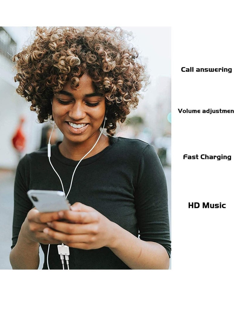 Dual Lightning Splitter for iPhone,【Apple MFi Certified】 iPhone Headphone Adapter 2 in 1 Dual Lightning Headphone Jack Audio + Charge Cable Compatible for iPhone 12/12 Pro/11/XS/XR/X 8 - Image 3