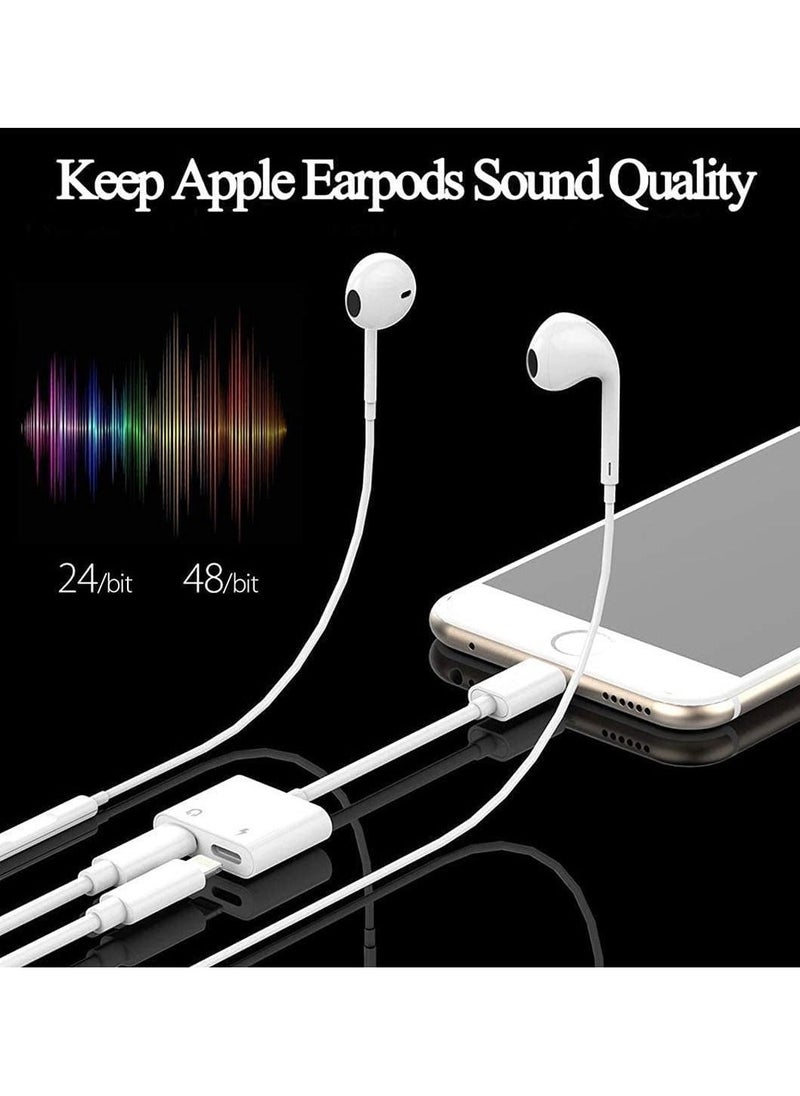 Dual Lightning Splitter for iPhone,【Apple MFi Certified】 iPhone Headphone Adapter 2 in 1 Dual Lightning Headphone Jack Audio + Charge Cable Compatible for iPhone 12/12 Pro/11/XS/XR/X 8 - Image 5