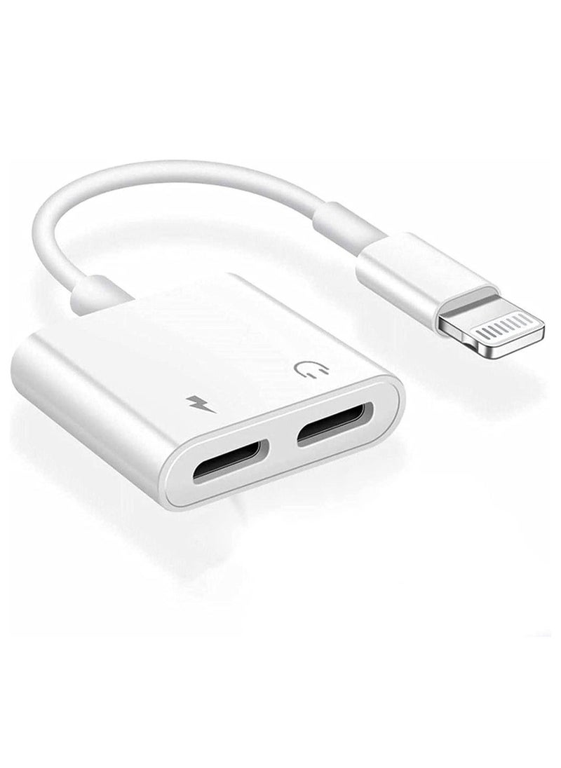Dual Lightning Splitter for iPhone,【Apple MFi Certified】 iPhone Headphone Adapter 2 in 1 Dual Lightning Headphone Jack Audio + Charge Cable Compatible for iPhone 12/12 Pro/11/XS/XR/X 8 - Image 1