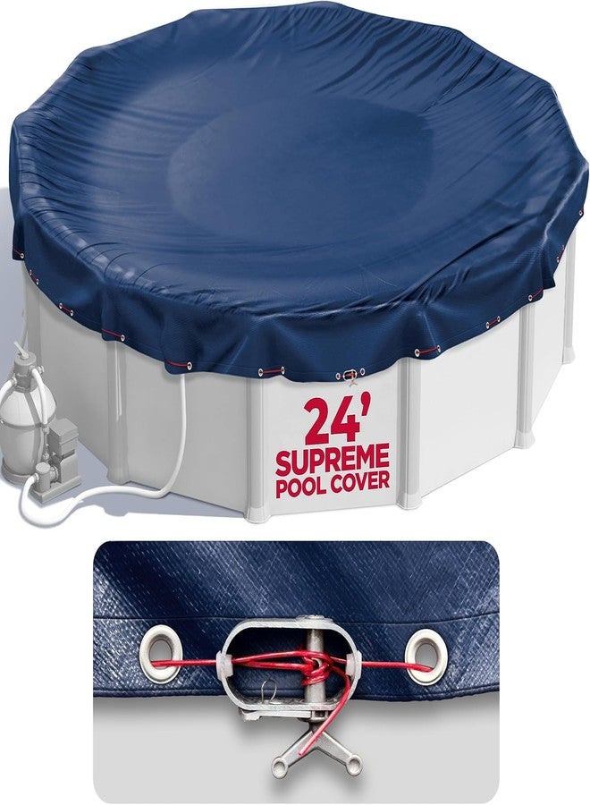Shop Square 24 ft Round Pool Cover for Above Ground Pools, Above Ground Pool Cover, Swimming Pool Cover, Winter Pool Cover, Keeps Out Debris, Cold and UV Resistant, Supreme Mesh, Navy Blue - Image 1