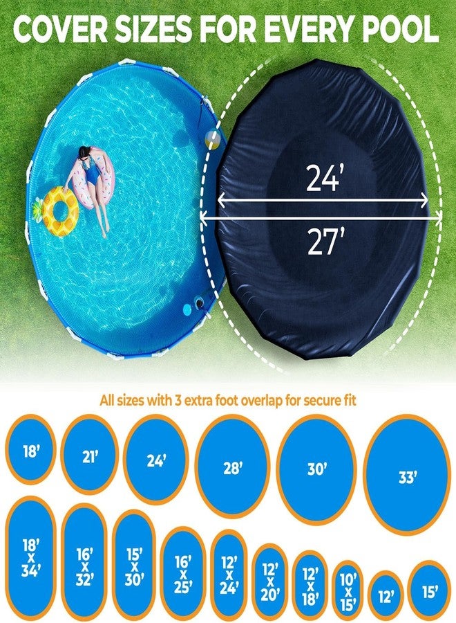 Shop Square 24 ft Round Pool Cover for Above Ground Pools, Above Ground Pool Cover, Swimming Pool Cover, Winter Pool Cover, Keeps Out Debris, Cold and UV Resistant, Supreme Mesh, Navy Blue - Image 5