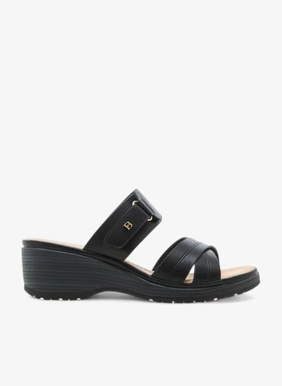 Flora Bella By Shoexpress Flora Bella Textured Cross Strap Sandals With Wedge Heels