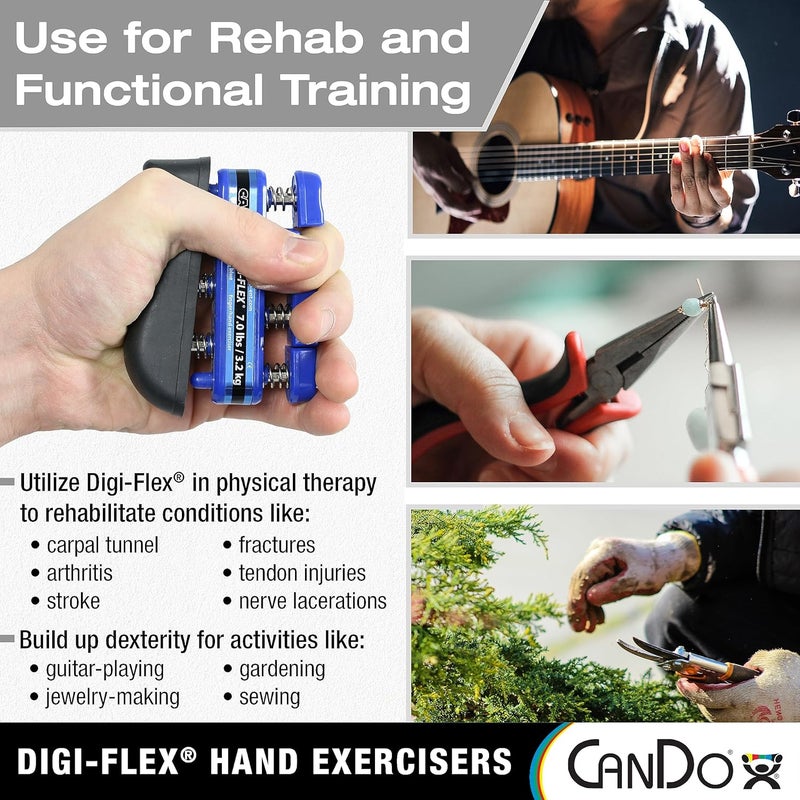 Cando ديجي-فليكس جهاز تمرين اليد والأصابع أخضر - توتر متوسط - لتحسين البراعة والقوة والمرونة للأصابع واليدين والذراعين - Image 2