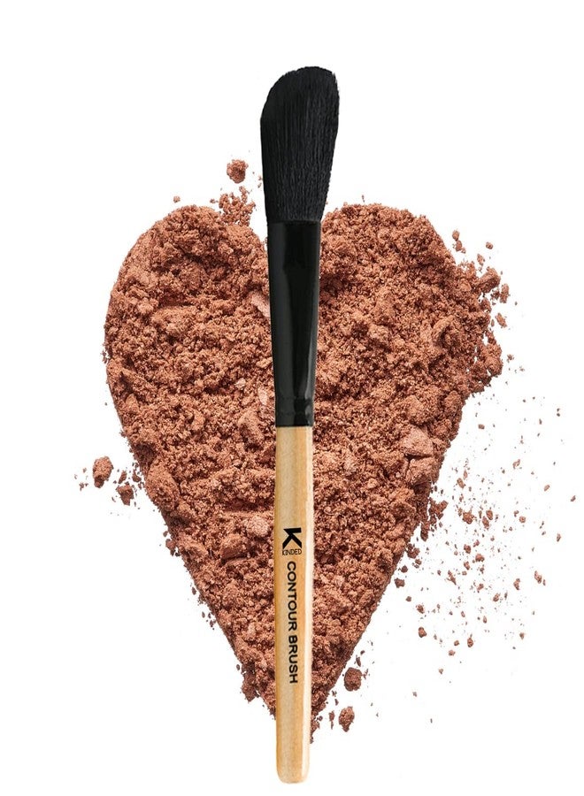 KINDED Contour Face and Neck Makeup Brush Professional Series for Makeup Beauty with Smooth Soft Synthetic Hair Bristles Anti Rust Aluminium Ferrule Natural Wooden Handle Grip - Image 5