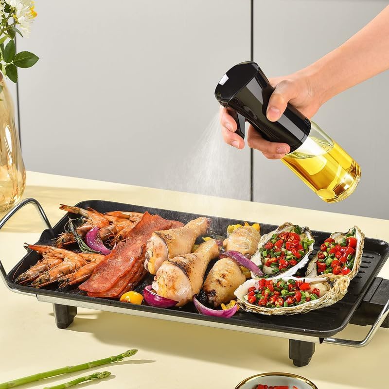 HARKNOX Glass Oil Spray Bottle Oil Sprayer for Cooking Air Fryer 210 ml Mist Vinegar Olive Oil Mister Dispenser Bottle Kitchen Accessories Canola Oil Spritzer, Used for Salad Making Baking Frying BBQ - Image 3