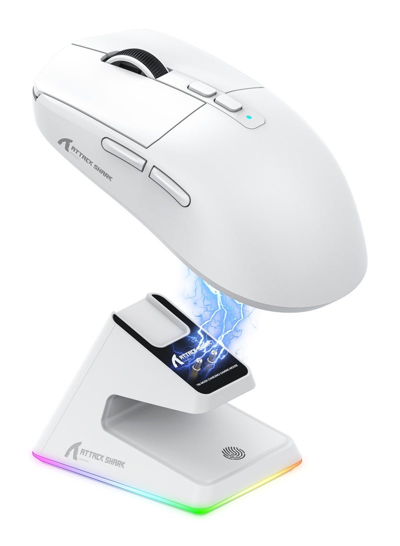 Attack Shark X6 Lightweight Wireless Gaming Mouse with 3 Mode Wired 2.4G BT5.2 Up to 26K DPI RGB Touch Magnetic Charging Base - Image 1
