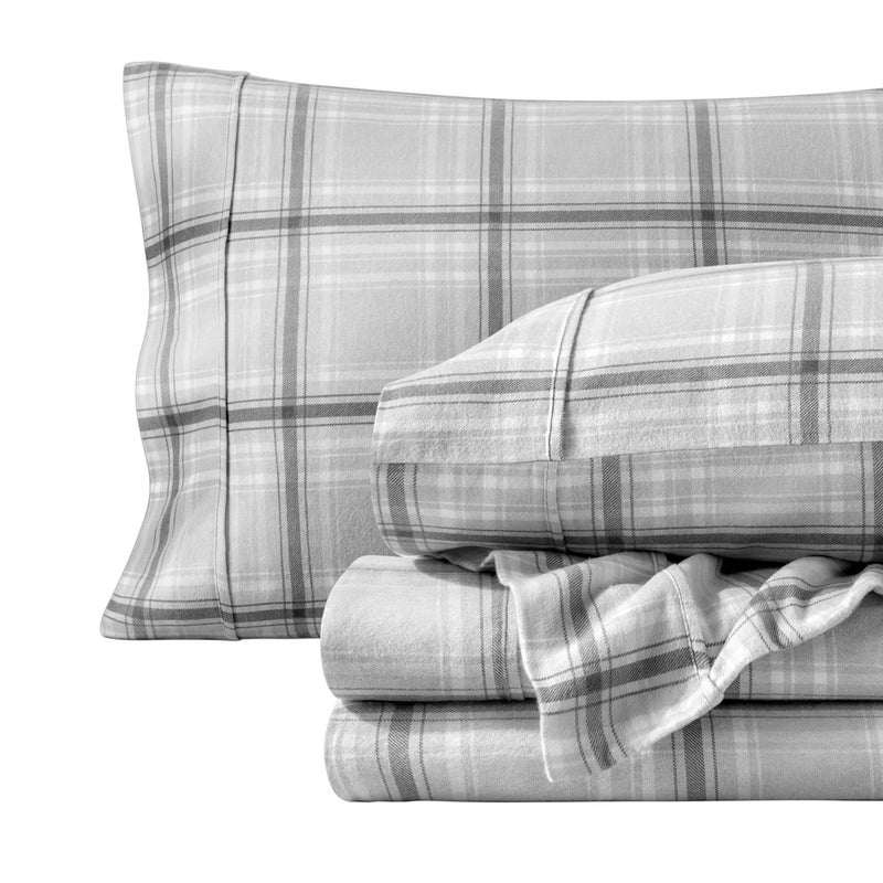 Bare Home Bare Home Flannel Sheet Set Prints 100 Cotton Velvety Soft Heavyweight  Double Brushed Flannel for Extra Softness  Comfort  Deep Pocket  Bed Sheets Full Tartan Plaid 