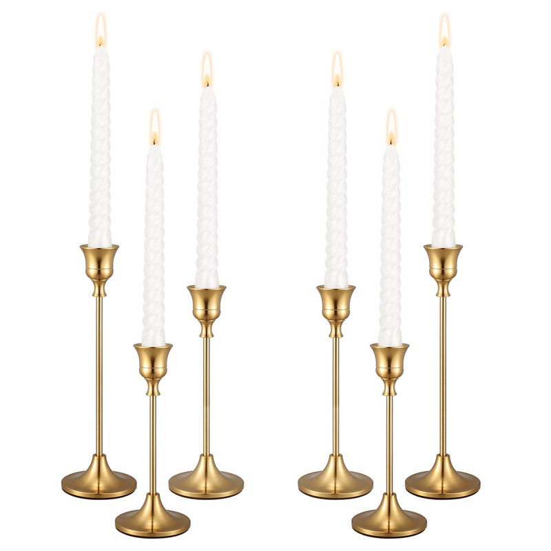 PNAVMG PNAVMG Candle HoldersSet of 6 Candlestick Holders for Taper Candles Brass Gold Modern Decorative Candle Stick Holder for Table Mantel Wedding Dinning Housewarming GiftCandles are not Included 