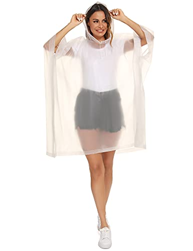 HOOMBOOM Unisex Rain Ponchos 2 Packs for Adults Waterproof Emergency Rain Coat White - Image 4